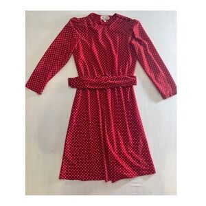 Marchionda Red Paisley Midi Holiday Dress‎ Boho Chic Long Sleeve Size 16P VTG